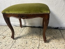 Hocker Antik Barock Samt Vintage Stuhl Schemel   Grün Chippendale