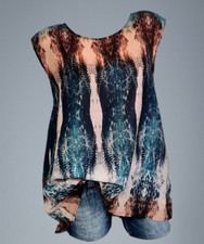 GUESS Damen Sommer Bluse Gr. L Oberteil Tunika Ärmellos NEU