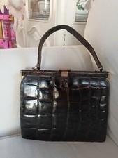 Vintage Tasche Leder Krokodil