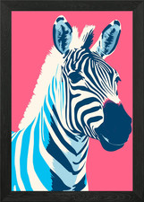 Zebra Risograph Tier gerahmtes