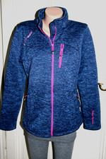 PEAK MOUNTAIN warme Strick Fleece Outdoor Jacke blau  Top Zustand  Gr.  XL 40/42