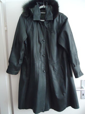 Damen Leder Mantel mit Kapuze , Größe 38/40