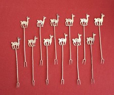 12 Cocktailspieße Olivengabel - Lama - gedrehter Stiel - Gebraucht