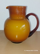 Bernstein amber  Murano ? Glas Krug Kanne gelb braun Henkel 20 cm Top gekugelt
