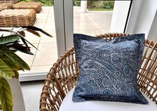 BASSETTI Kissenhülle 40x40 MASER B1 Blau STEHSAUM SATIN Kissen Hülle Bezug Neu