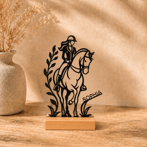 Reiterin pferd deko figur - pferd,