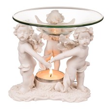 Duftöl Aromalampe drei Engel mit Glasschale, Engelfiguren Teelicht Duftlampe