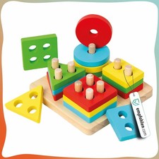 Holzspielzeug Motorik Sortierspielzeug Steckspiel 11x11x5 cm Lernspiel ab 2 Jahr