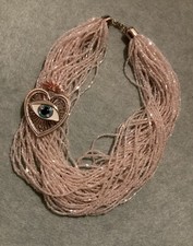 Glitzer Perlenkette mit Nazar Auge Statement Selfmade Unikat