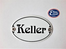 "Keller" - Emailleschild Emailschild Jugendstil oval 10,5 x 7 cm; Nr. 1037