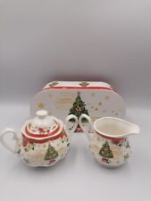 Milchkanne und Zuckerdose Weihnachtsmotiv Tannenbaum Winter Weihnachten Geschenk