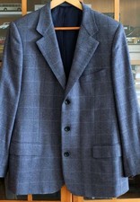 Regent Herren Sakko Gr. 50 Herbert Flock Hand Made * blau kariert Wolle Cashmere