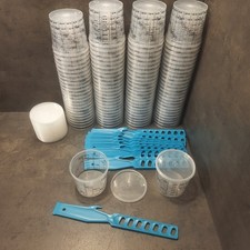 100 Farbmischbecher 385ml + 25 Deckel + 10 Rührstäbe Lackmischbecher Auto MIPA 