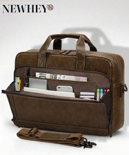 NEWHEY Herren Laptoptasche 16 Zoll Leder Vintage Umhängetasche Aktentasche Büro