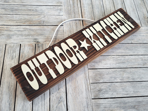 Outdoor kitchen holzschild - kitchen,