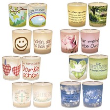 Windlicht Teelicht 6x6cm Kerze im Glas Kommunion Oma Dankeschön Freunde Leben