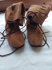 Mittelalter Wikinger LARP Pirat Stiefel Leder braun mit Stulpe Gr. 40 - Neu