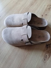 Leder Kork Clogs gr.40 Taupe Lederfußbett Leder Obermaterial NEU