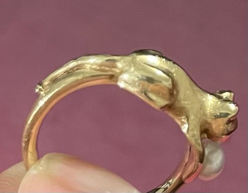 Antiker goldring katze mit - goldring,