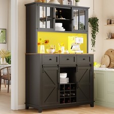 20% OFF! Küchenschrank(105×38.4×180cm), Hochschrank Küchenbuffet, Vitrinenschran