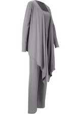 Neu 3-tlg.Set Wellness-Anzug im Beutel Gr. 36/38 Grau Meliert Damenanzug