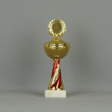Pokal / 20 cm / gold-rot / mit Gravur + Emblem  mit festem Deckel !!!