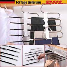 2X 5 In 1 Kleiderbügel Hosenbügel Platzsparend Edelstahl mit Haken Hosen Neu