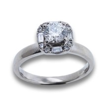 Ring Diamant 900 Platin Brillant Baguette Damen Platinschmuck Wert 4900,-