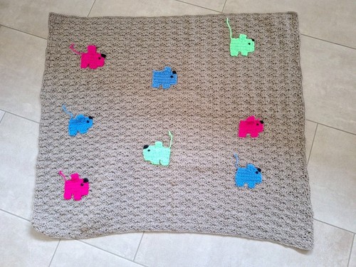 Babydecke handarbeit taupe mit - babydecke,