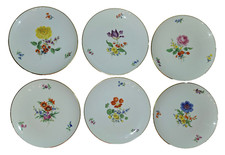 6 x MEISSEN Wandteller Kuchenteller Blumenmalerei 19,5 cm ⌀ flacher Teller 2.W.