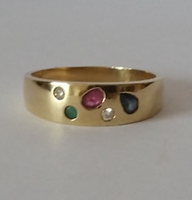 Brillant, Rubin, Smaragd, Saphir Ring Sternenhimmel 585/ 14k Gold wie neu Top