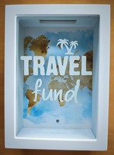 Reisekasse Sparschwein Travel Fund Money Box Holz/Glas