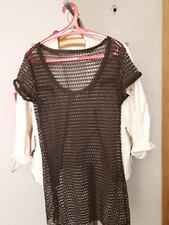 Tunika Gr. 40 Lochmuster Bademode   dunkelbraun  wie neu 