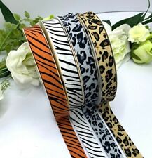 Animal Print Schrägband Tiger Schneeleopard Zebra 18mm Baumwolle Safari Dschungel 