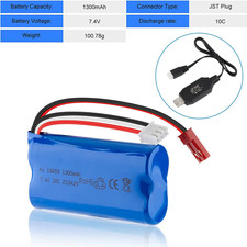 Li-Ion Akku 7,4V 1300mAh Batterie JST RC Helikopter F645 MJX F-45 Revell NEW UK