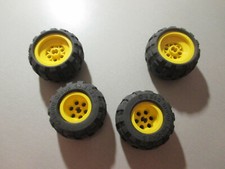 Lego; Felge 6580; Reifen; 43.2 x 28S; Rad gelbe Felge; 4 Räder Ballonreifen (A)