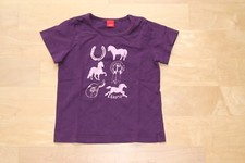 ? Esprit T- Shirt lila mit rosa Glitzer Pferde- Applikationen Mädchen Gr. 80 ?