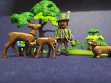 Playmobil Förster Jäger (Pinsel) Rehe Baum Dackel Gewehr Futterkrippe "2"