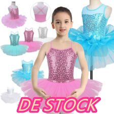 DE~Kinder Mädchen Trikot Training Kleid Tutu Ballett Pailletten Bühnenaufführung