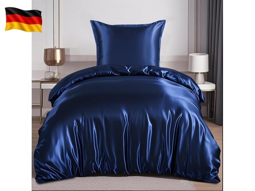 Satin bettwäsche 135x200 blau - satin,