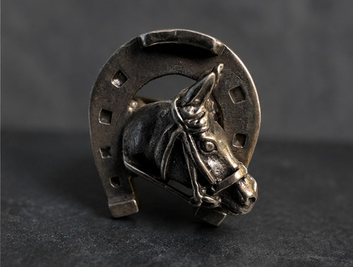 Brosche pferd mit hufeisen - mit,