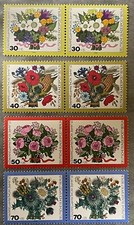 4 Zusammendrucke 25 Jahre Wohlfahrtsmarken 1974 2x30PF 2x40PF 2x50PF 2x70PF