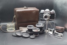 ZEISS IKON CONTAFLEX + 4 Objektive + Original Ledertasche 50er Jahre 