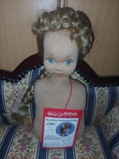 Kunsthaar Puppen-Perücke, gelockter Pony, Zopf, blond, Glorex