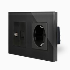 Schuko Steckdose LAN Netzwerk SAT Dose Wandsteckdose Glasrahmen UP LUXUS-TIME