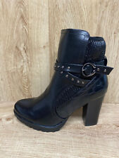 Damen Stiefeletten Gr. 39 schwarz Absatz Plateau High Heels Elegant
