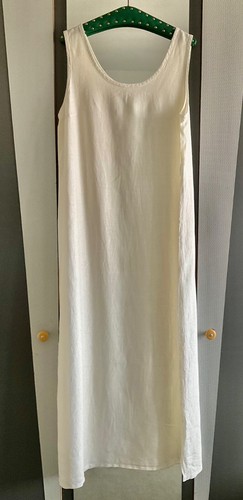 Cremefarbenes maxi leinenkleid - cremefarbenes, maxi-leinenkleid