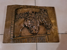 Gips, Bild, Relief, 3D, Motiv Pferde, Braun zum Aufhängen Länge 36cm Höhe 26,5cm