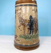 MR Marzi & Remy Keramik Bierkrug 0,5 L Motiv Brauerei-Pferd Schmal rar Vintage