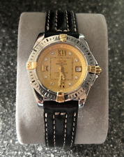Breitling Cockpit Lady 32 Diamanten Stahl / Gold Damenuhr Lederband